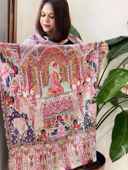 Woven Pashmina Kalamkari Stole with Embroidery