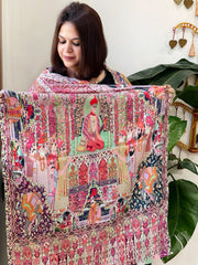 Woven Pashmina Kalamkari Stole with Embroidery