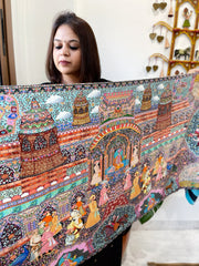 Woven Pashmina Kalamkari Stole with Embroidery