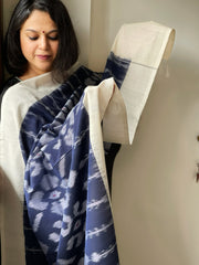 Blue Handwoven Ikat Dupatta in Cotton