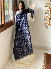 Blue Handwoven Ikat Dupatta in Cotton