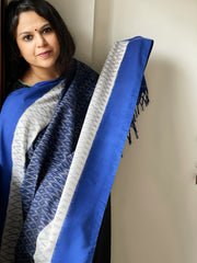 Blue Handwoven Ikat Dupatta in Cotton