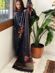 Kashmiri Aari Embroidered Dupatta in Geecha Silk