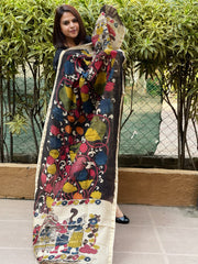 Handpainted Kalamkari Dupatta in Chanderi Silk