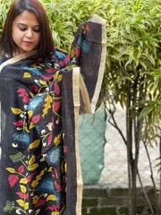 Handpainted Kalamkari Dupatta in Chanderi Silk