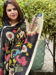 Handpainted Kalamkari Dupatta in Chanderi Silk