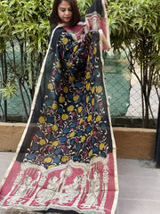 Handpainted Kalamkari Dupatta in Chanderi Silk
