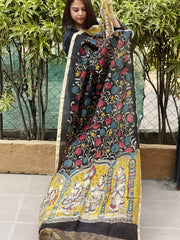 Handpainted Kalamkari Dupatta in Chanderi Silk