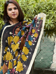 Handpainted Kalamkari Dupatta in Chanderi Silk