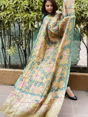 Handpainted Kalamkari Dupatta in Tussar Silk
