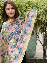 Handpainted Kalamkari Dupatta in Tussar Silk