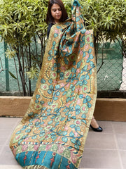 Handpainted Kalamkari Dupatta in Tussar Silk