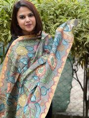 Handpainted Kalamkari Dupatta in Tussar Silk