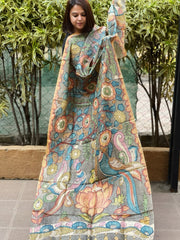 Handpainted Kalamkari Dupatta in Tussar Silk