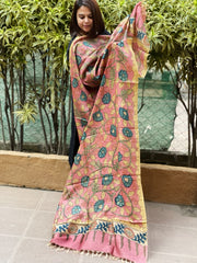 Handpainted Kalamkari Dupatta in Tussar Silk