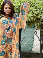 Handpainted Kalamkari Dupatta in Tussar Silk