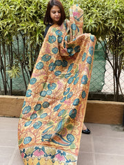 Handpainted Kalamkari Dupatta in Tussar Silk