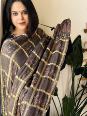 Kashish Gharchola Dupatta with Ajrakh Handblock Print and Zari Pallu in Modal Silk