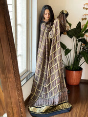 Kashish Gharchola Dupatta with Ajrakh Handblock Print and Zari Pallu in Modal Silk