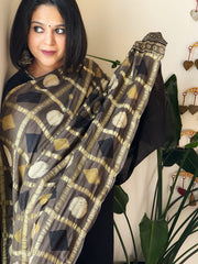 Kashish Gharchola Dupatta with Ajrakh Handblock Print and Zari Pallu in Modal Silk