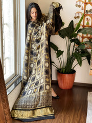 Kashish Gharchola Dupatta with Ajrakh Handblock Print and Zari Pallu in Modal Silk