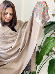 Lite Brown Pashmina Shawl with Shehnai Baraat Kaani Pallu