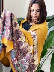 Mustard Yellow Pashmina Shawl with Shehnai Baraat Kaani Pallu