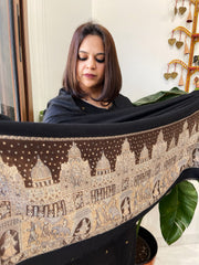 Black Pashmina Shawl with Shehnai Baraat Kaani Pallu