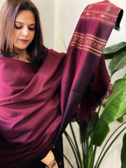 Deep Maroon Woven Kullu Woollen Shawl