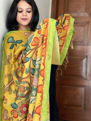 Handpainted Kalamkari Dupatta in Chanderi Silk