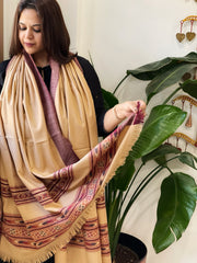 Fawn Woven Kullu Woollen Shawl