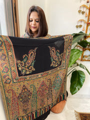 Black Woven Kaani Jaal Pashmina Stole