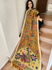 Handpainted Kalamkari Dupatta in Chanderi Silk