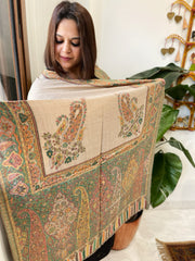 Lite Brown Woven Kaani Jaal Pashmina Stole