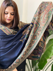 Navy Woven Kaani Jaal Pashmina Stole