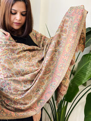 Lite Brown Woven Kaani Jaal Pashmina Stole
