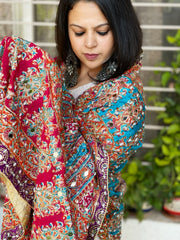 Pure Silk Dupatta with Beads, Sequin, Real Mirror Pasting Handwork