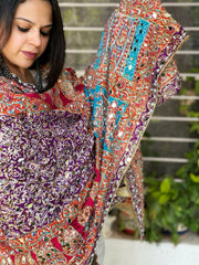 Pure Silk Dupatta with Beads, Sequin, Real Mirror Pasting Handwork