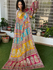 Pure Silk Dupatta with Beads, Sequin, Real Mirror Pasting Handwork