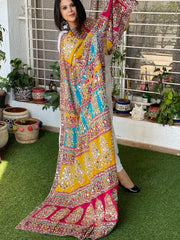 Pure Silk Dupatta with Beads, Sequin, Real Mirror Pasting Handwork