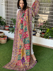 Pure Silk Dupatta with Beads, Sequin, Real Mirror Pasting Handwork