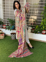 Pure Silk Dupatta with Beads, Sequin, Real Mirror Pasting Handwork