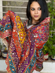 Pure Silk Dupatta with Beads, Sequin, Real Mirror Pasting Handwork