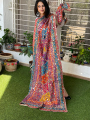 Pure Silk Dupatta with Beads, Sequin, Real Mirror Pasting Handwork