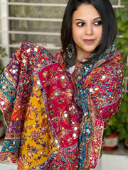 Pure Silk Dupatta with Beads, Sequin, Real Mirror Pasting Handwork