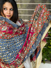Pure Silk Dupatta with Beads, Sequin, Real Mirror Pasting Handwork