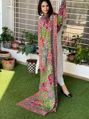 Pure Silk Dupatta with Beads, Sequin, Real Mirror Pasting Handwork