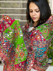 Pure Silk Dupatta with Beads, Sequin, Real Mirror Pasting Handwork