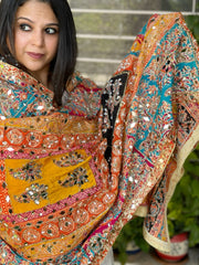 Pure Silk Dupatta with Beads, Sequin, Real Mirror Pasting Handwork