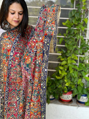 Pure Silk Dupatta with Beads, Sequin, Real Mirror Pasting Handwork